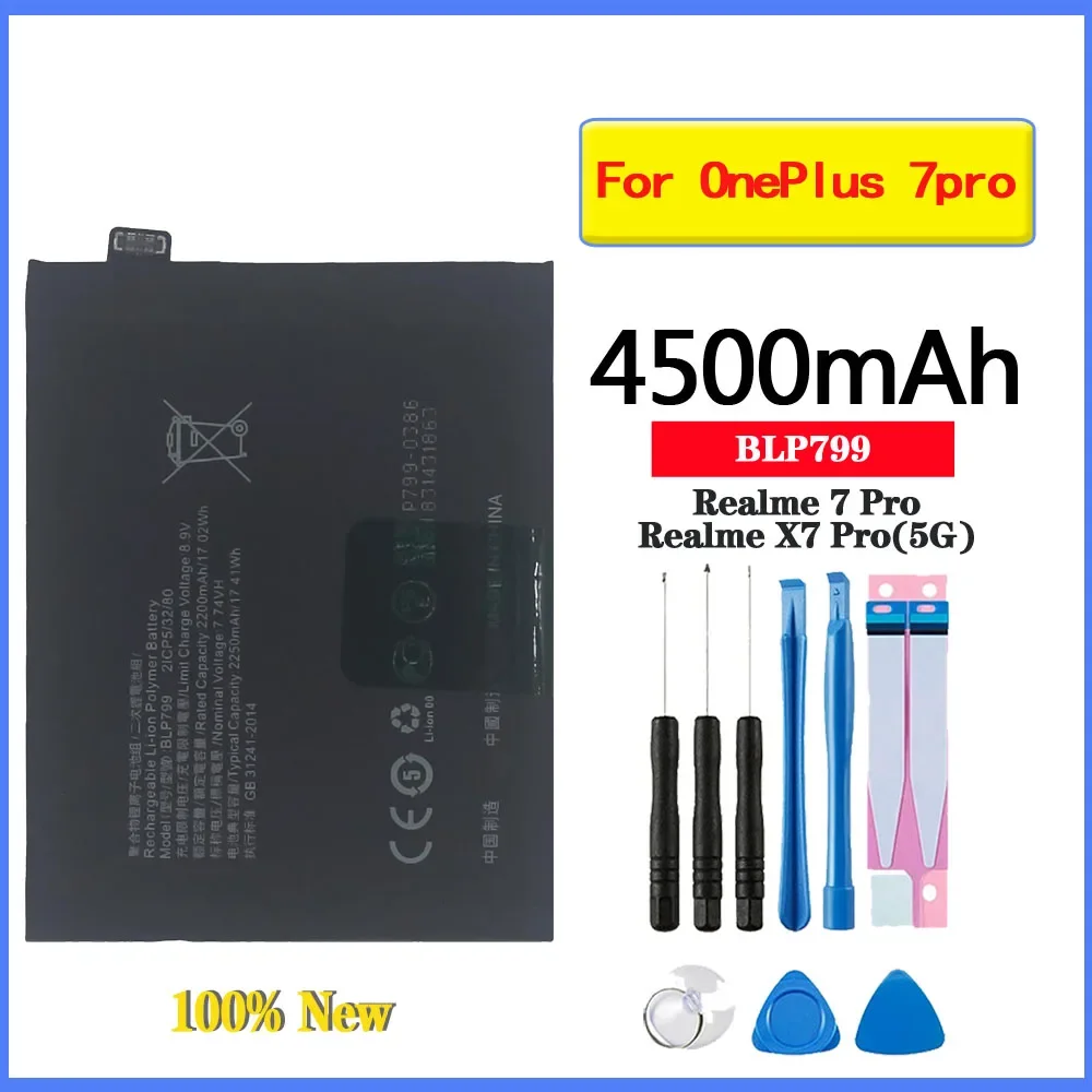 

New 4500mAh BLP799 Mobile Phone Replacement Battery For Oppo Realme 7 One Plus X7 X3 Pro Realme7 Pro 5G RMX2170 Battery