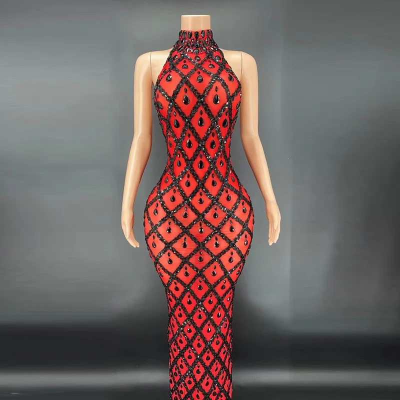 

Birthday Diamond Dress Hosting Dinner Party Nightclub Bar Female Singer DJ Uniform Stage Costume Dresses For Woman Elegant Party
