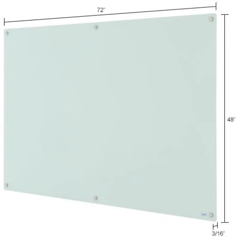 سبورة بيضاء قابلة للمسح الجاف من الزجاج المغناطيسي 48 عرض × 36 ساعة مع أقلام تحديد وممحاة وقماش ممحاة، أبيض، بدون إطار، 4 مم T #5