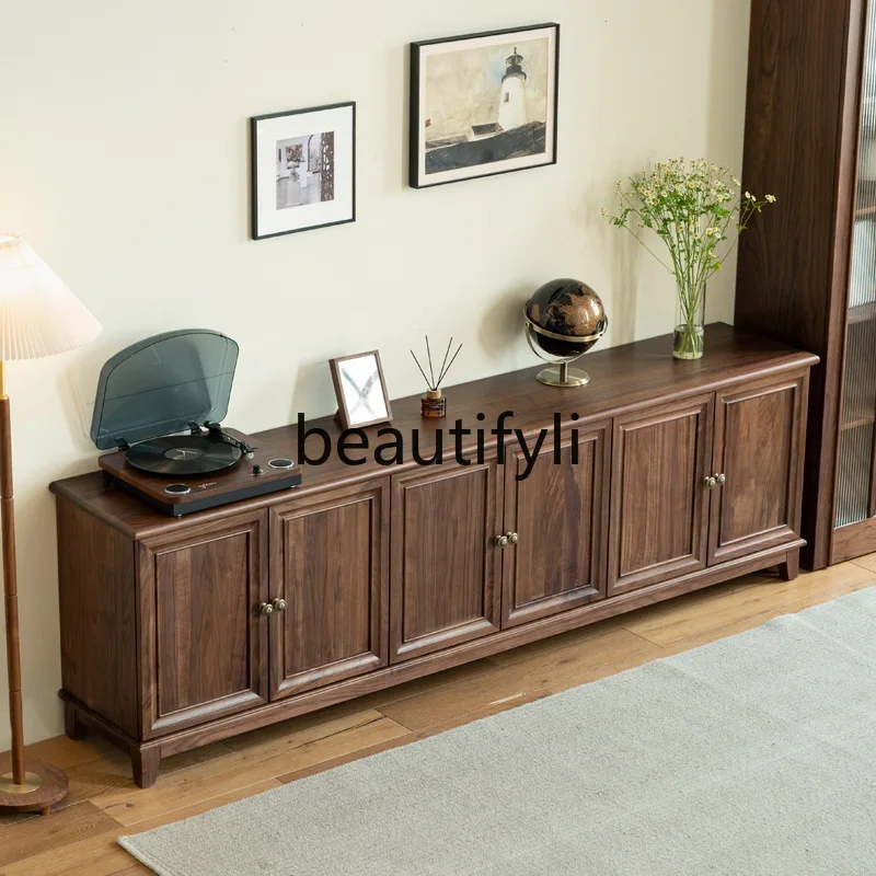 

North American Black Walnut TV Cabinet Solid Wood Modern Simple Nordic Japanese Style Living Room TV Stand