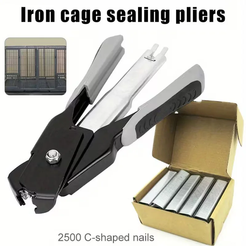 Hog Ring Pliers Fence Pliers Hog Ring Pliers Kit Hog Ring Stapler C-type Nail Sealing Pliers Animal Cage Clamp