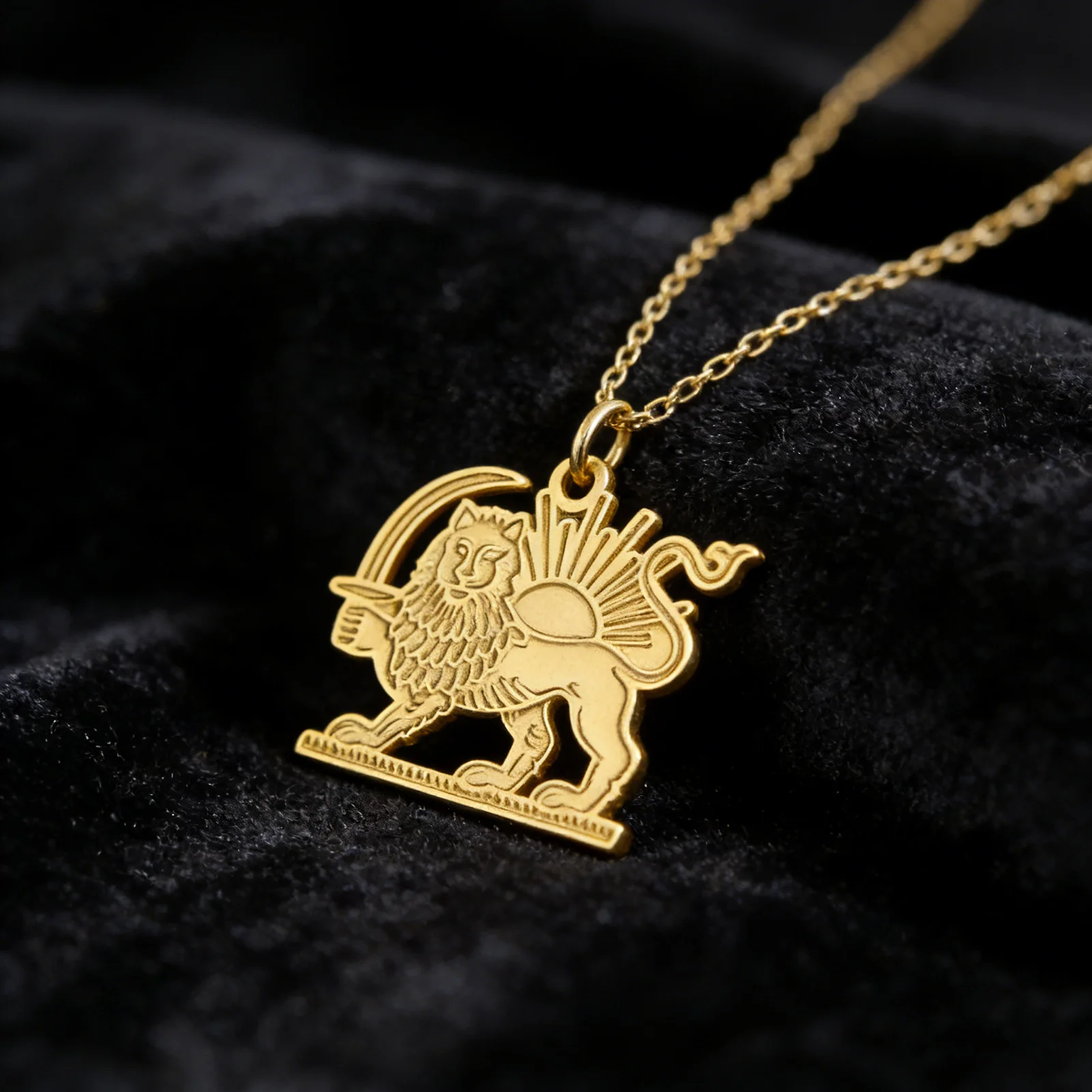 COOLTIME Edelstahl Shir o Khorshid Anhänger Halskette Iran Persischer Löwe und Sonne Schmuck 2026 Neuer Trendiger Geschenkartikel für Männer und Frauen – Detail 9