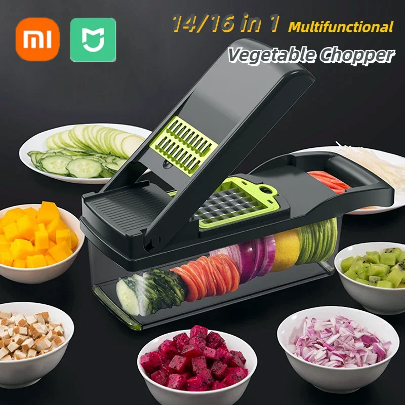 Xiaomi 14/16 in 1 Multifunctional Vegetable Chopper Cutting Artifact Vegetable Slicer Diced Food Handle Grate Chopper Kitchen