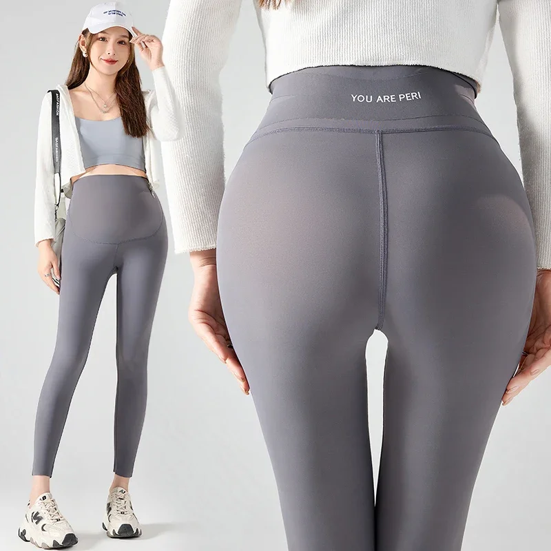 Leggings premaman in Nylon sottile estivo pantaloni da Yoga traspiranti senza cuciture per le donne incinte collant da gravidanza Slim primaverili