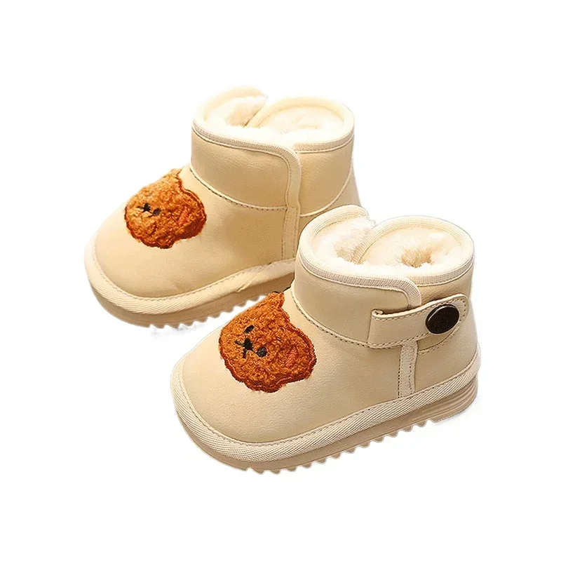 Nuovi stivali da ragazza con orso alla moda carino caldo inverno antiscivolo comfort scarpa da bambino versatile scarpe da ragazzo cartone animato stivale da neve con fondo morbido