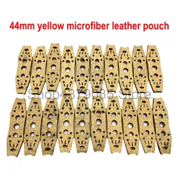 30pcs 44mm Microfiber Pocket with Center Hole Yellow Color Leather Pouch for Slingshots Accessories Hunting Tools