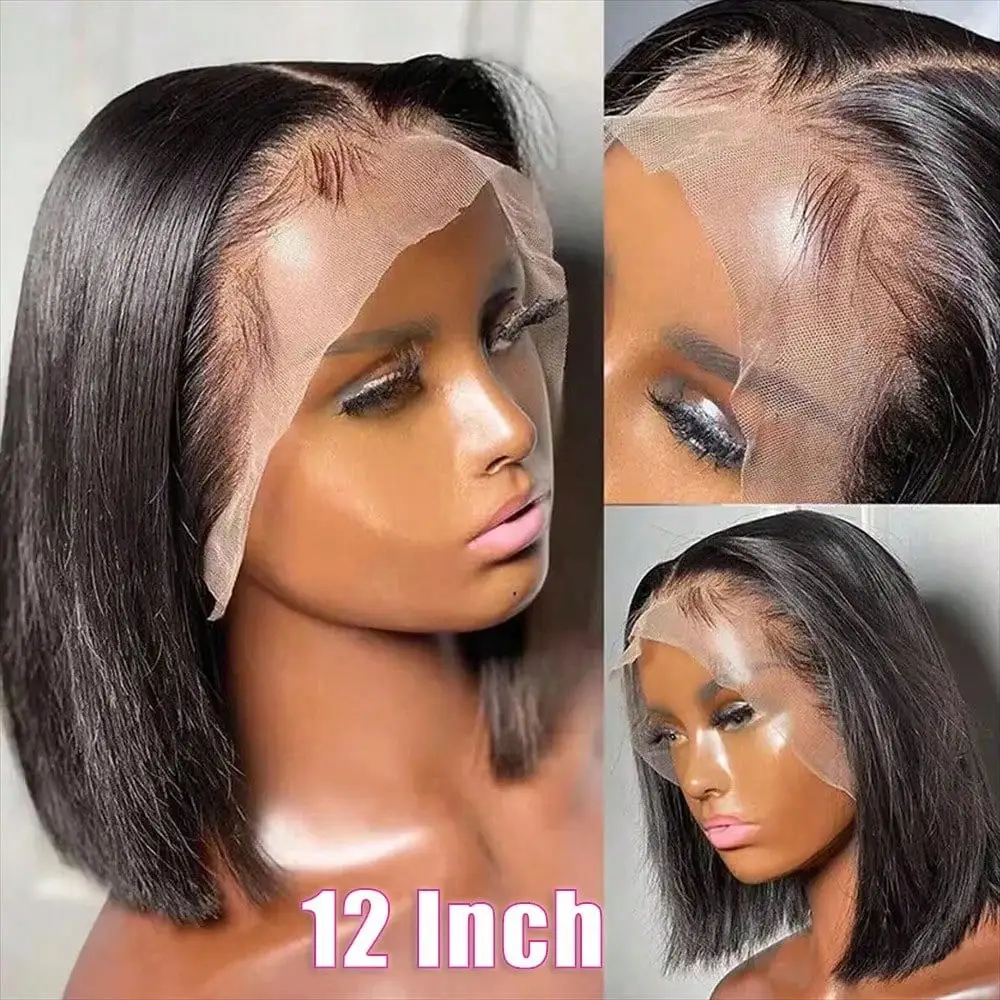 13x4 HD Lace Frontal Straight Human Hair Wig 250% Density Glueless Brazilian Human Hair Wig with Baby Hair Natural Color image 6