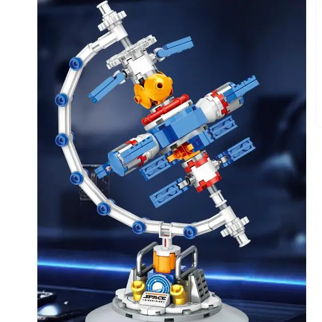 تضيء كرة أرضية اللبنات لعبة الجذعية للفتيات DIY الدورية LED العالم غلوب نموذج العلوم التعليمية هدية ديكور المنزل #3