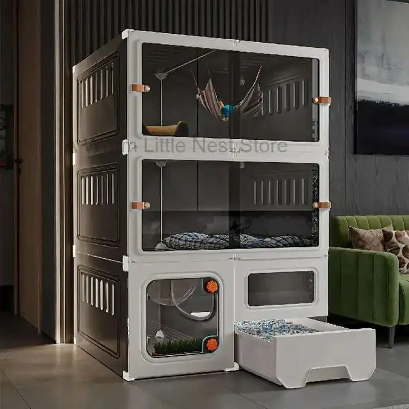 

Minimalist Modern Cat House Cats Litter Box Integrated Cat Cage Light Luxury Large Free Space Household Indoor Cages for Cats