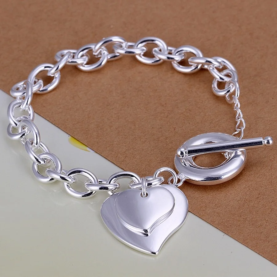 925 Silver Square Chain Bracelet for Women and Men
