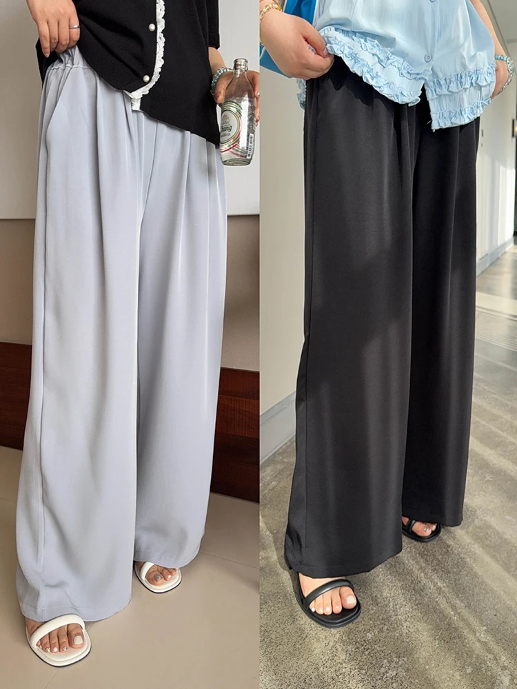 

VOGANA Женские брюки с высокой талией, свободные, прямого кроя, воздушные, широкие, больших размеров, удобные, дышащие, модные