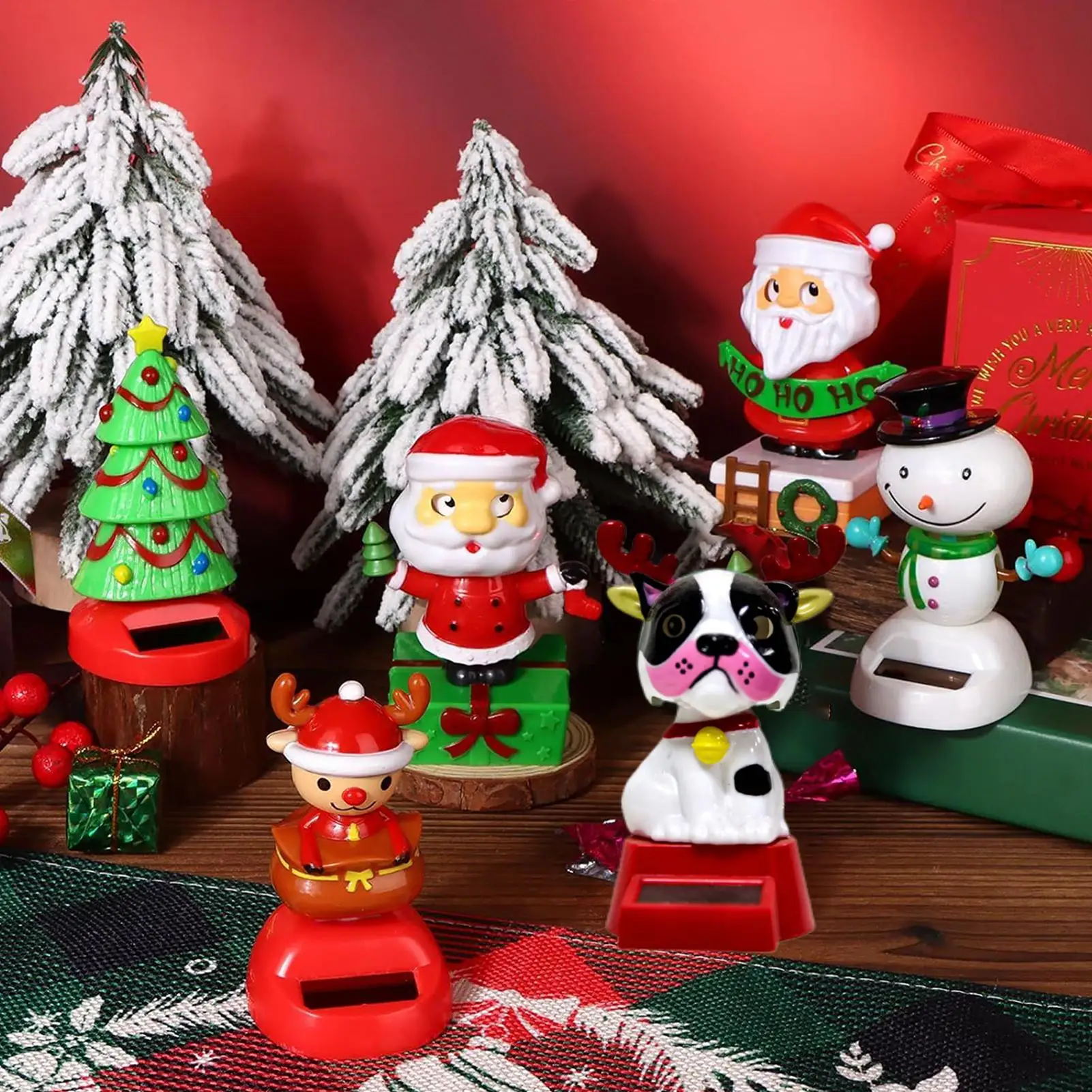 

Christmas Solar Dancing Figures 6 Pieces Cute Solar Santa Claus Dancing Figurines Car Shaking Head Dancer Doll For Dorm Office