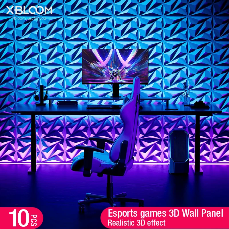 10-個-e-スポーツゲームクリエイティブダイヤモンドゴールドモザイク-3d-ウォールパネルリビングルームの背景モダンな三次元壁ステッカー装飾