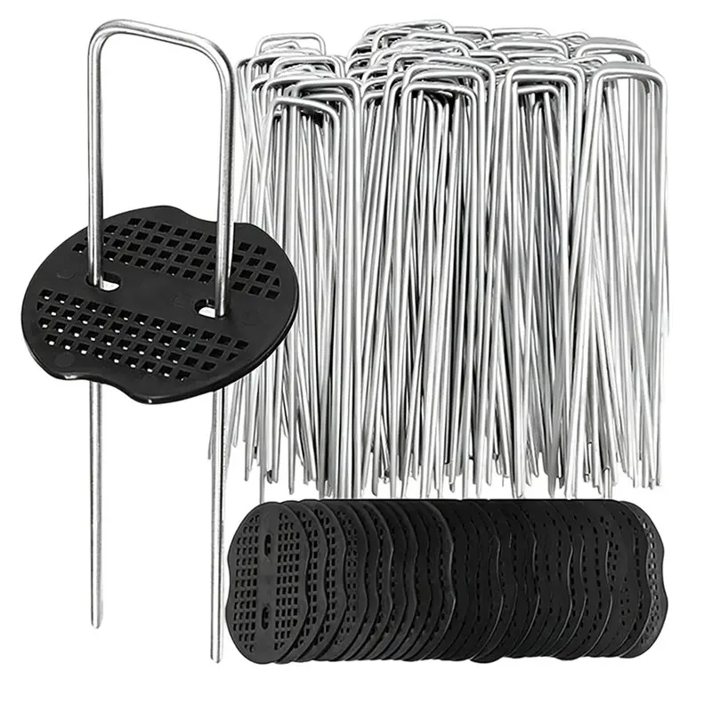 ABGR-Galvanized Heavy-Duty U-Type Garden Staples-Fence Tubing Stakes For Sod, Lawn, And Landscaping Projects