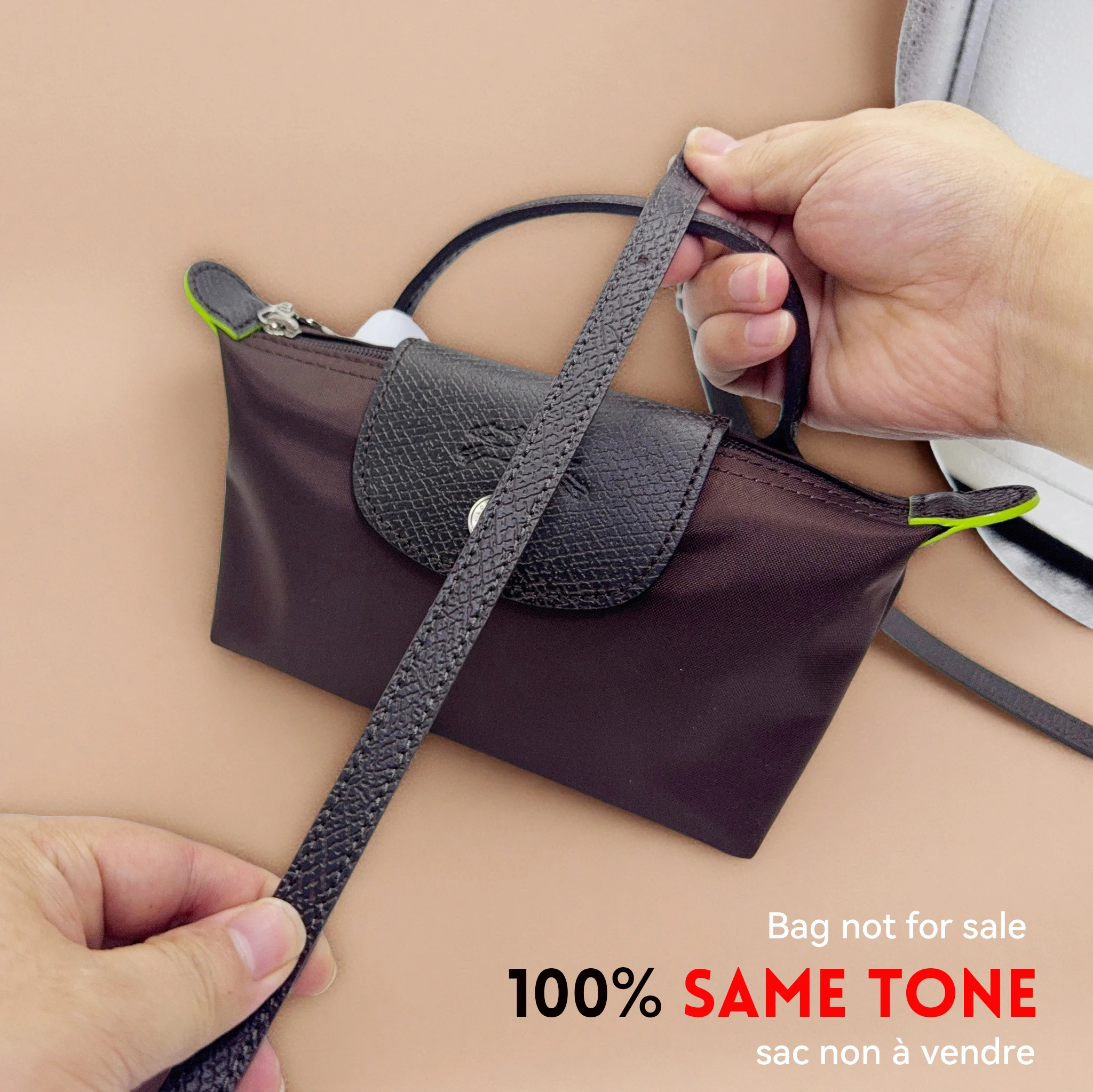 Sangle de sac à bandoulière de remplacement en cuir, adaptée à Longchamp Mocha Terra Mini, sans Modification de poinçonnage