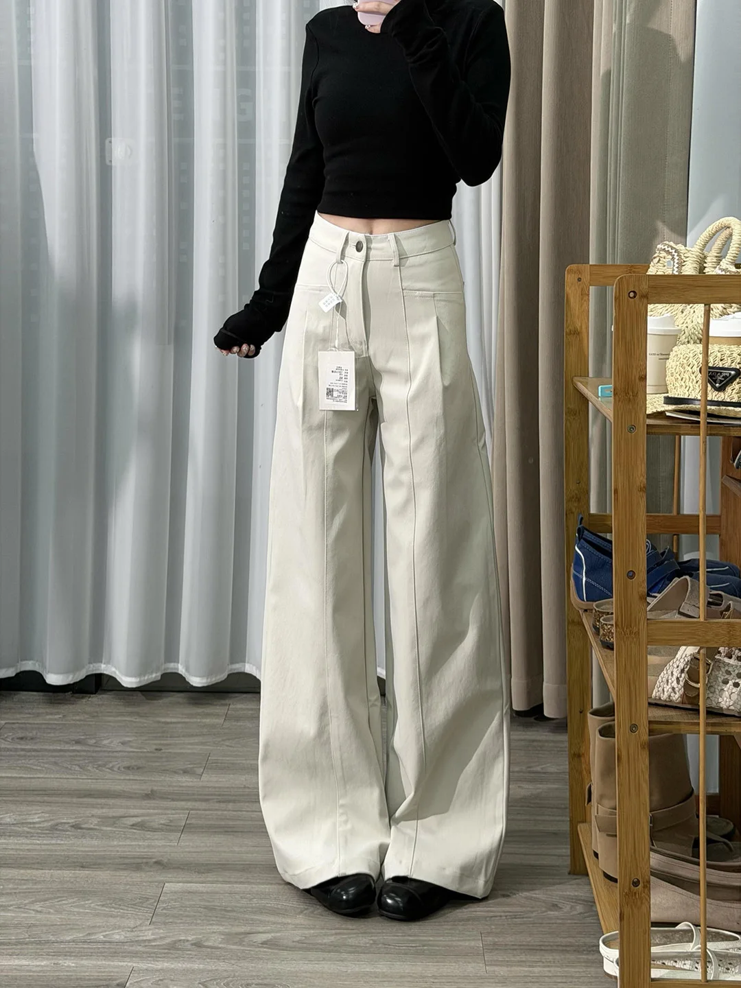 

American Sle High Waist Trousers Men's Wide Leg Pants Pleated Knife Casual Workwear Slimming Long Trousers