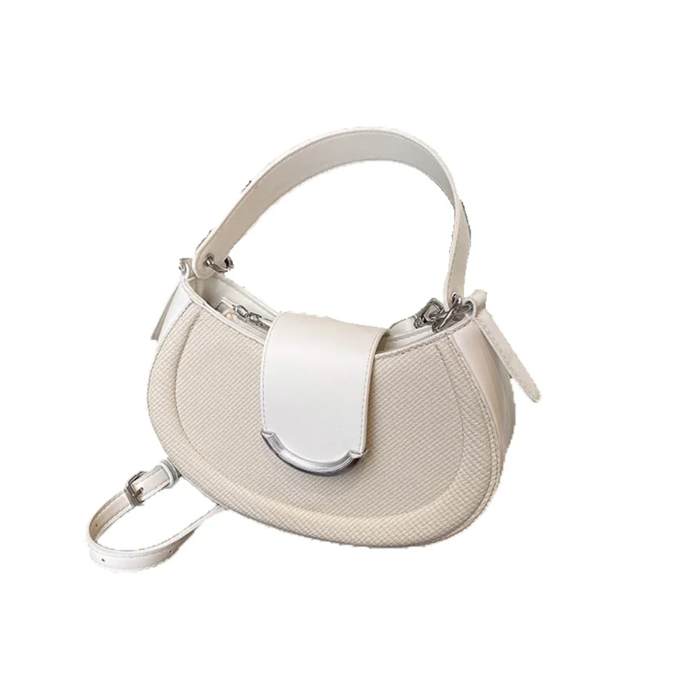 

Women Fashion Shoulder Bags 2025 Spring Summer New Solid Buckle Zipper Underarm Bag Female Delicate Popular Crossbody Packs