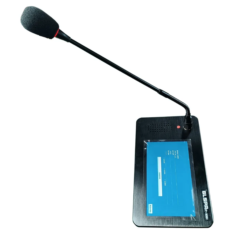Multi-Zone IP Network PA System Speaker Paging Microphone with 7-Inch Touch Screen for School/ Factory/ Hotel Intercom
