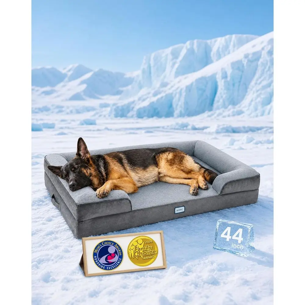 44-inch Cooling Orthopedic Dog Bed with Memory Foam for Large Pets - Washable, Waterproof Cover & Soft Fabric