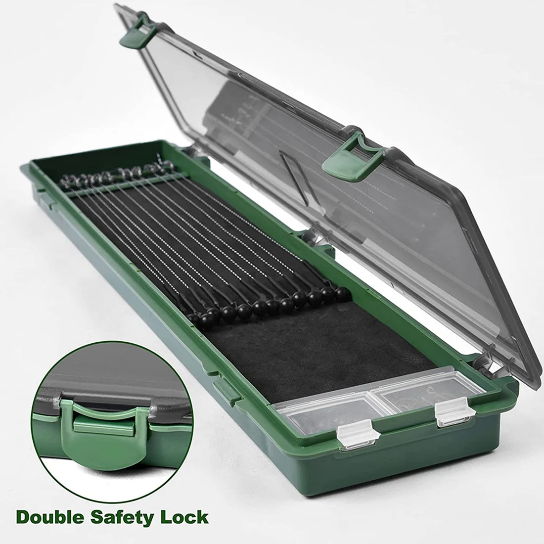 Caja de aparejo de carpa AA87C con anzuelo, caja de almacenamiento de pesca de carpa, tablero de aparejo con pines, contenedor de aparejo de pesca de carpa para pesca de carpa