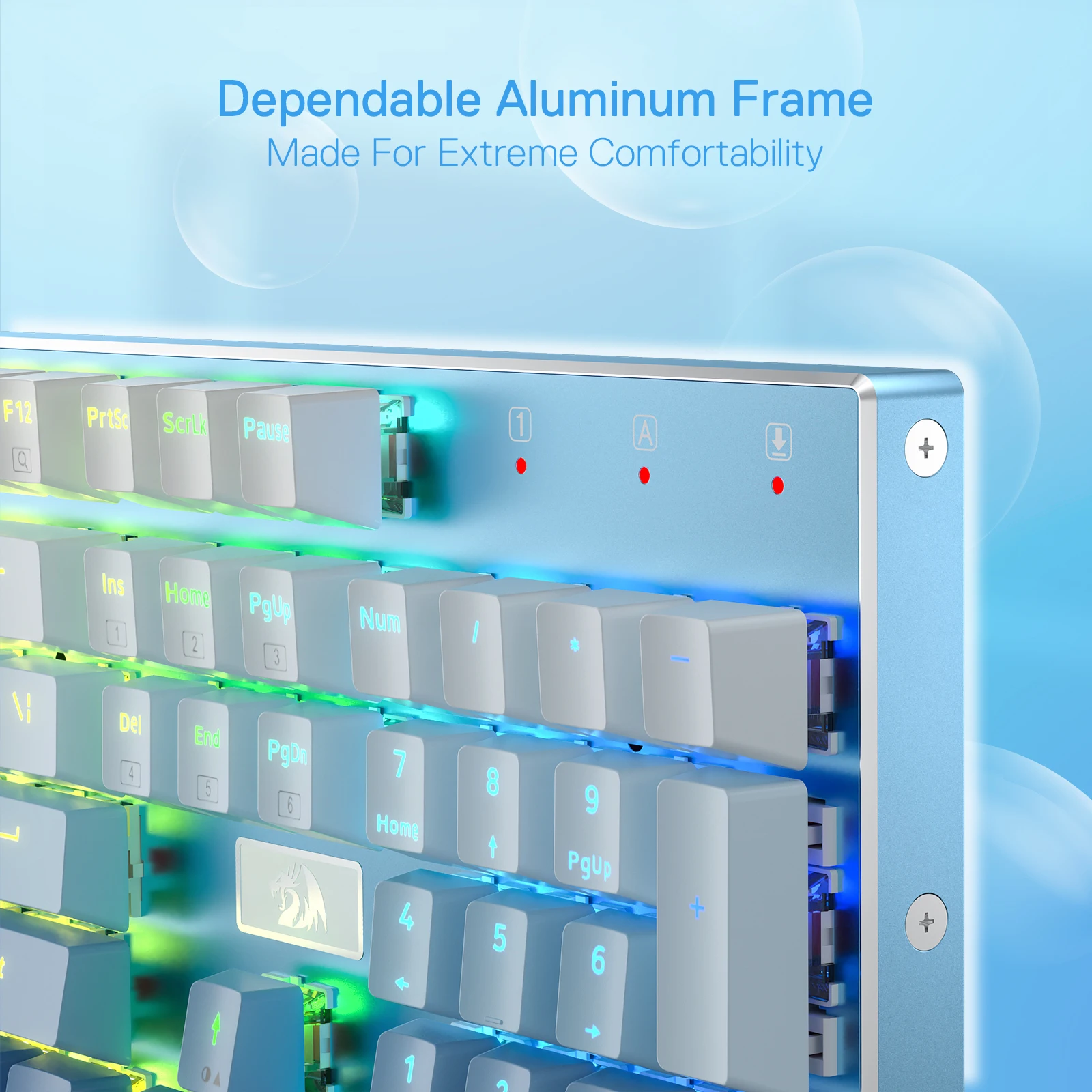 لوحة مفاتيح ألعاب ميكانيكية سلكية بإضاءة خلفية LED ، قاعدة ألومنيوم ، مفاتيح خطية ، تبديل ساخن ، مفتاح أحمر هادئ