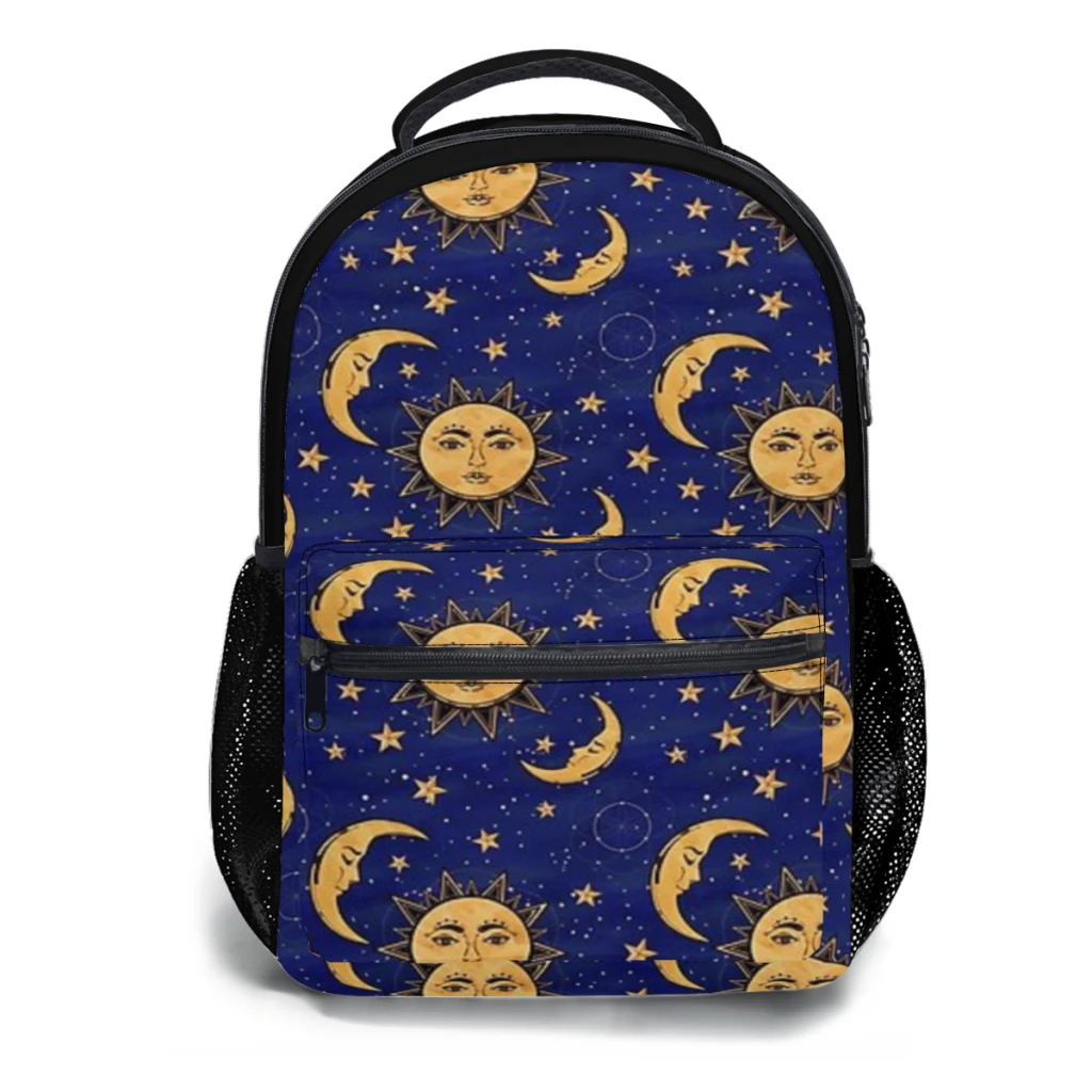 Vintage Maan En Zon Sterren-Celestiale Schooltas Voor Jongens Grote Capaciteit Student Rugzak Middelbare School Student Rugzak 17Inch