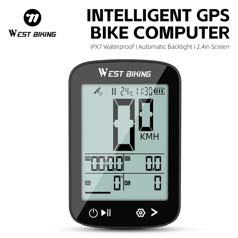 

WEST BIKING GPS Bike Computer Wireless Waterproof 2.4 Inches Cycling Computer MTB Road Bike Speedometer Bicycle Accessories