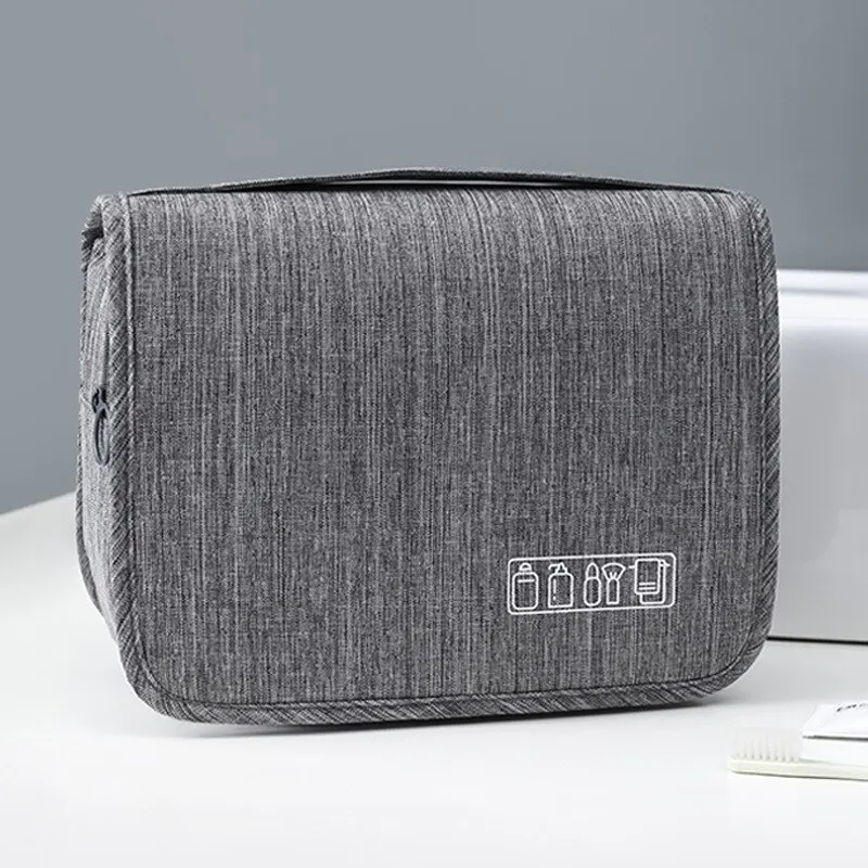 1pc Gray High Quality Travel Makeup Bags Women Waterproof Cosmetic Bag Toiletries Hanging Dry And Wet Separation Storage Bag