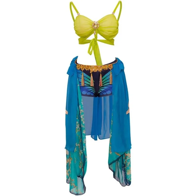 Sexy Halloween Costume for Women Sexy Bra Blue Shorts Skirt Suit Stage Costume Performance Dance Dress Carnival Party Outfit