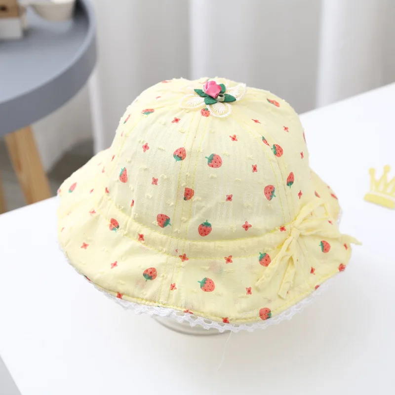 Double-sided Baby Hat Fruit Print Spring and Summer Children Girls Sun Hat Soft Stretch Outdoor Fisherman Hat Beach Basin Hat