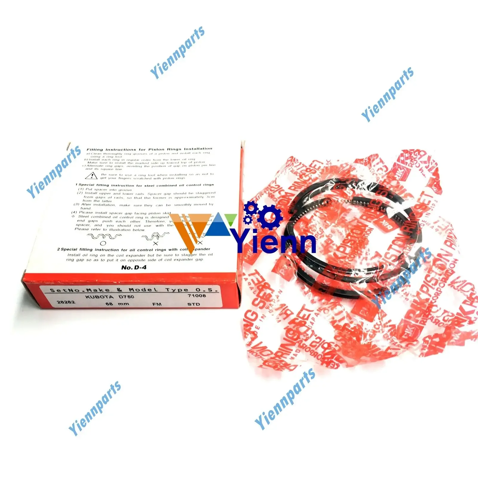 

Z500 ZB500 Piston Ring Set 15271-21050 For Kubota B5000 B5001 B5100 Tractors Z500-1 Engine Repair Parts 2sets