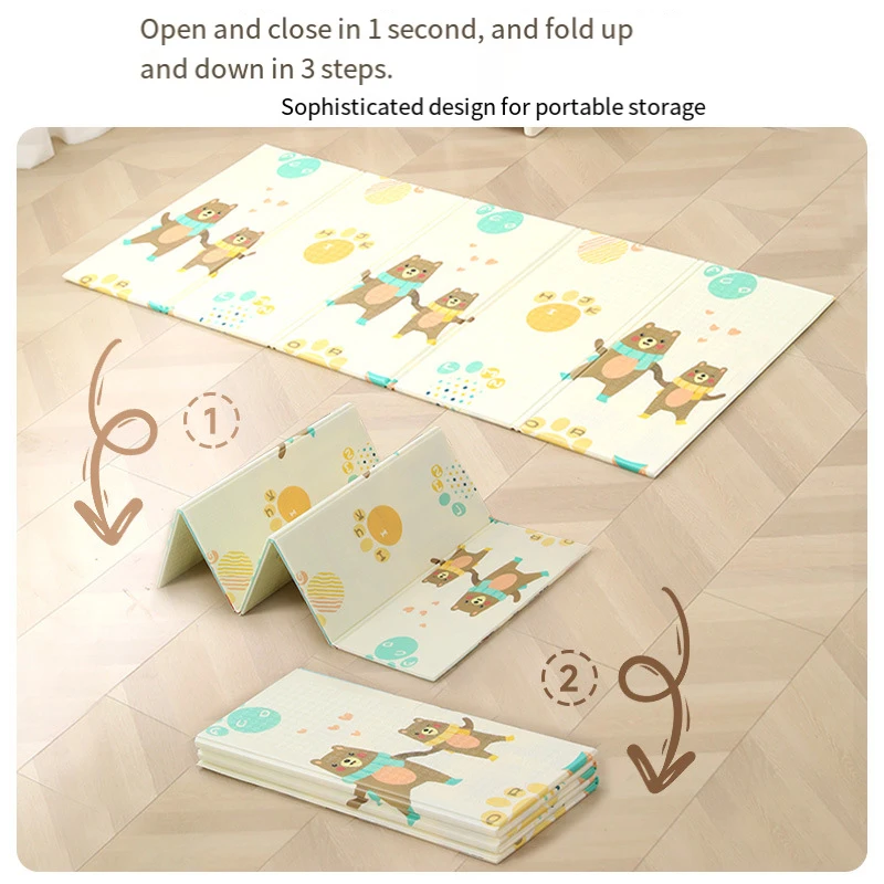 سجادة لعب للأطفال XPE قابلة للطي مع حقيبة حمل، وسادة زحف محمولة للسفر، مقاومة للماء وخفيفة الوزن للاستخدام الداخلي والخارجي