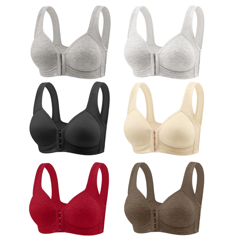 FallSweet Wire-Free Front Closure Bra for Women Seamless Full Coverage Bra Fixed Cups Large Size Comfort Underwear Mom Lingeries