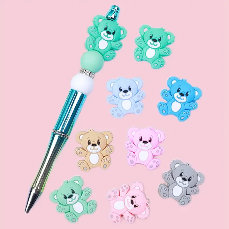 10/20Pcs Lot Bear Baby Silicone Beads Cartoon Animal Silicone Beads for pacifier Clips Teether Teething Toys Baby Accessories