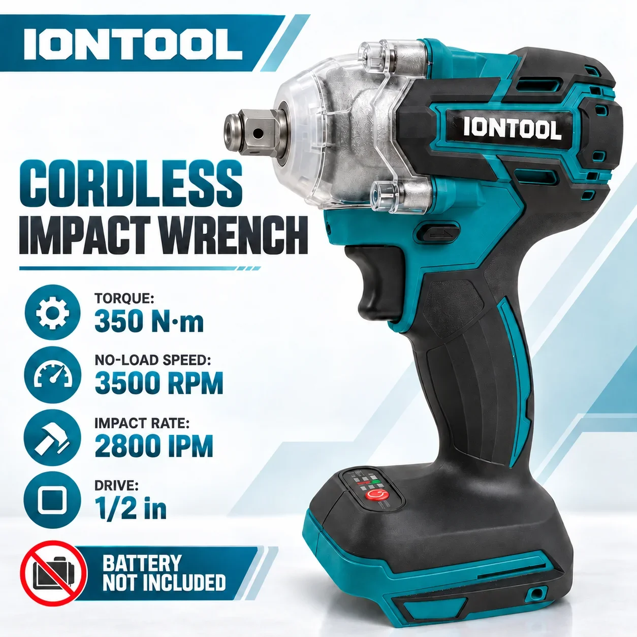 IONTOOL Handheld DTW285 Cordless Impact Wrench For Truck Frame Bolting and Trailer Hitch Fastening and Hub Bolt Fastening