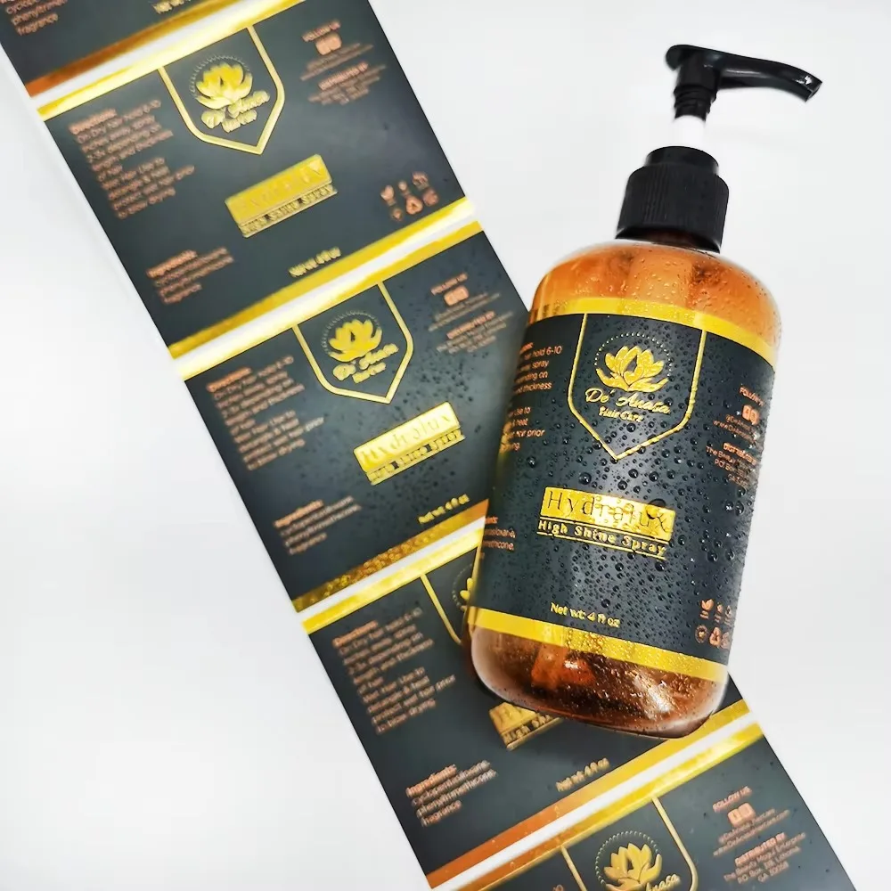 1000pcs Luxury Waterproof Bottle Labels｜Custom Roll Printing Gold Foil Stickers｜Embossed Biodegradable Packaging Labels
