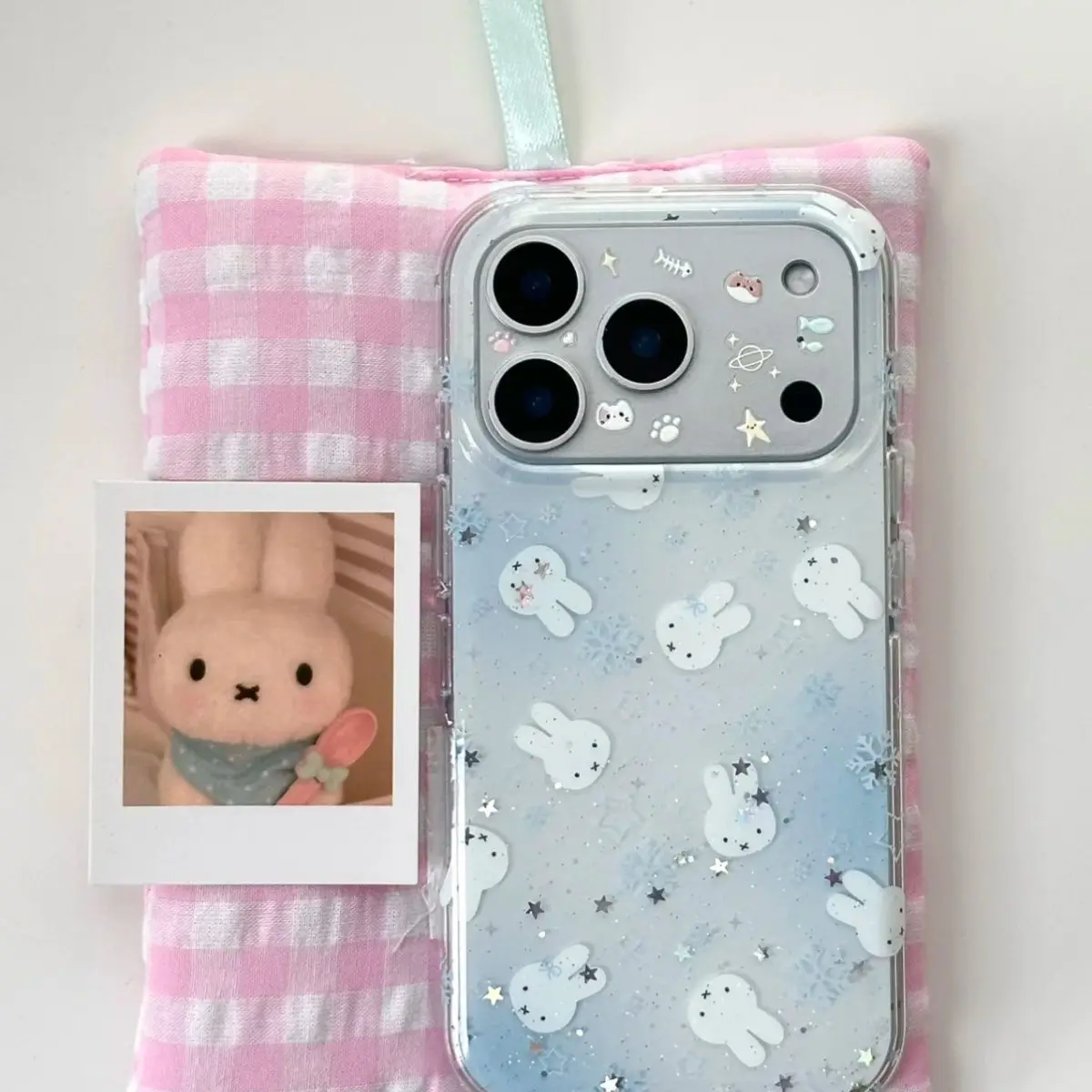 Cartoon Miffy Round Edge Double Layer Phone Cover Cute Protective Case For iPhone 17 Pro Max 16 Pro 15 Pro Anti Fall Phone Shell