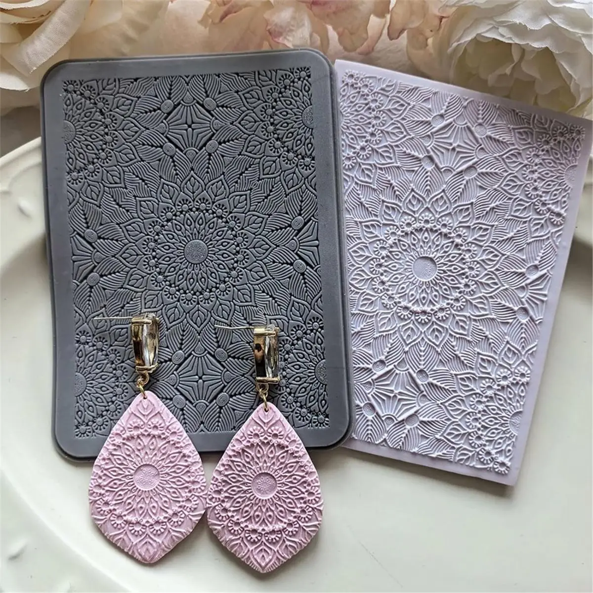3Pack Silicone Texture Transfer Pads for Polymer Clay Jewelry - Enhance Your Craft with Professional Designs