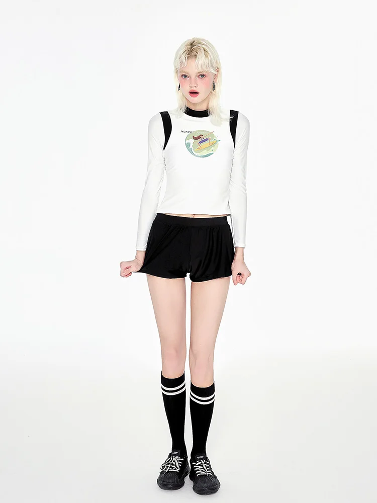 

Masked Women's Two-Piece Swimsuit Long Sve Thermal Surfing Vaion Spor Slimming Belly Cover up round Ne Polyester