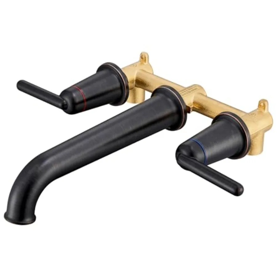 

Wall Mount Tub Filler 10.33 Extra Long Spout With Rough-in Valve 10.08 GPM High Flow 2-Handle Faucet Wall Mounted Bathtub Set B