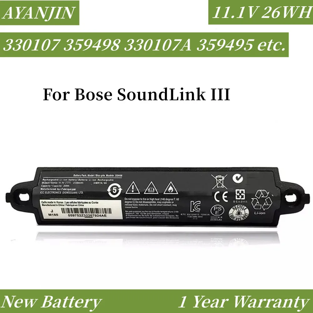 

11.1V 26WH 359498 Battery For Bose SoundLink III 330107A 359495 330105 412540 414255 For soundlink Bluetooth Speaker II 404600