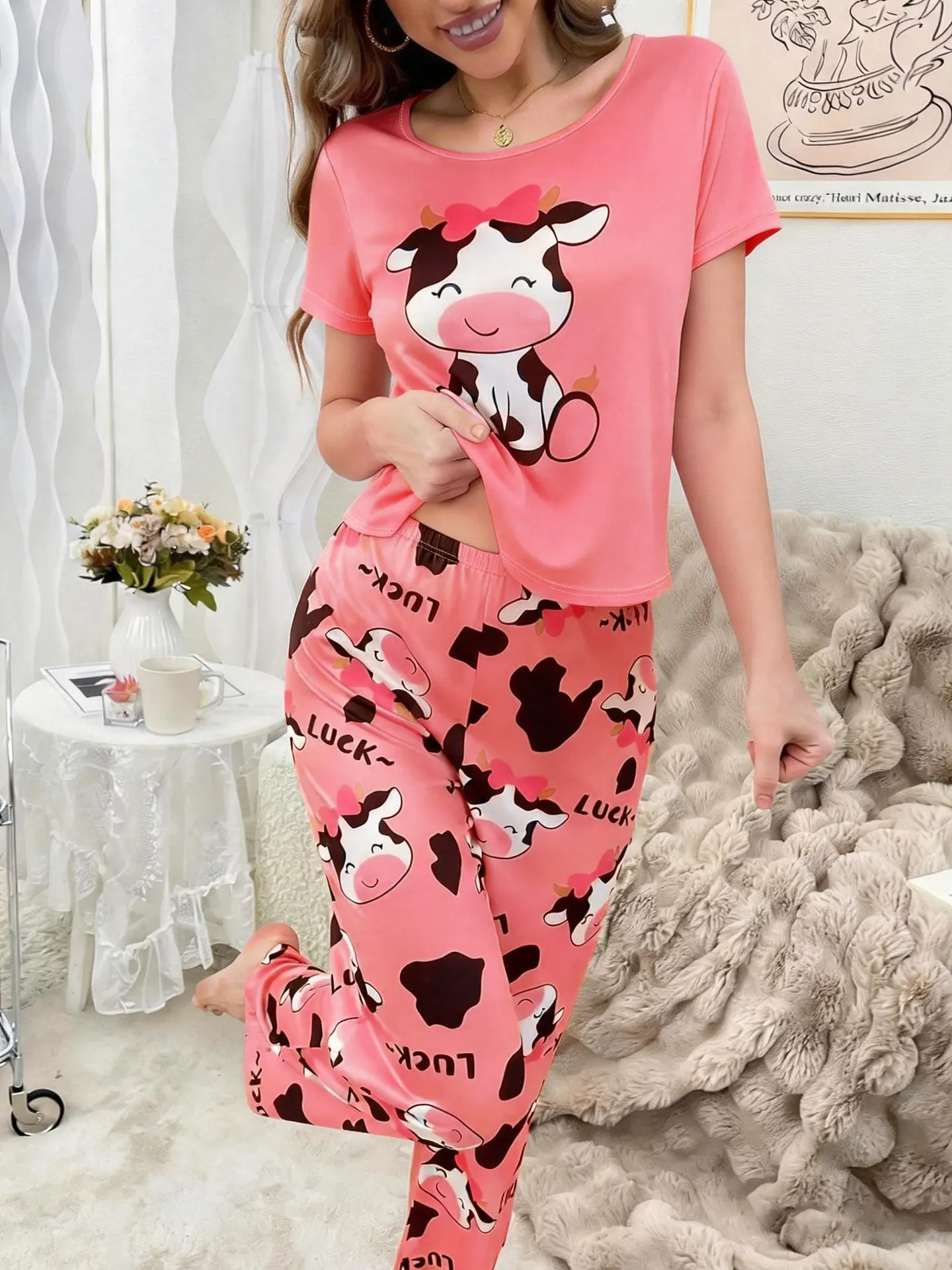 Pyjama Femmes 2 Piece Set Short Sleeve Sleepwear Women Home Suit for Women Pajama Night Wear Ladies Two-piece Set Woman Pajamas