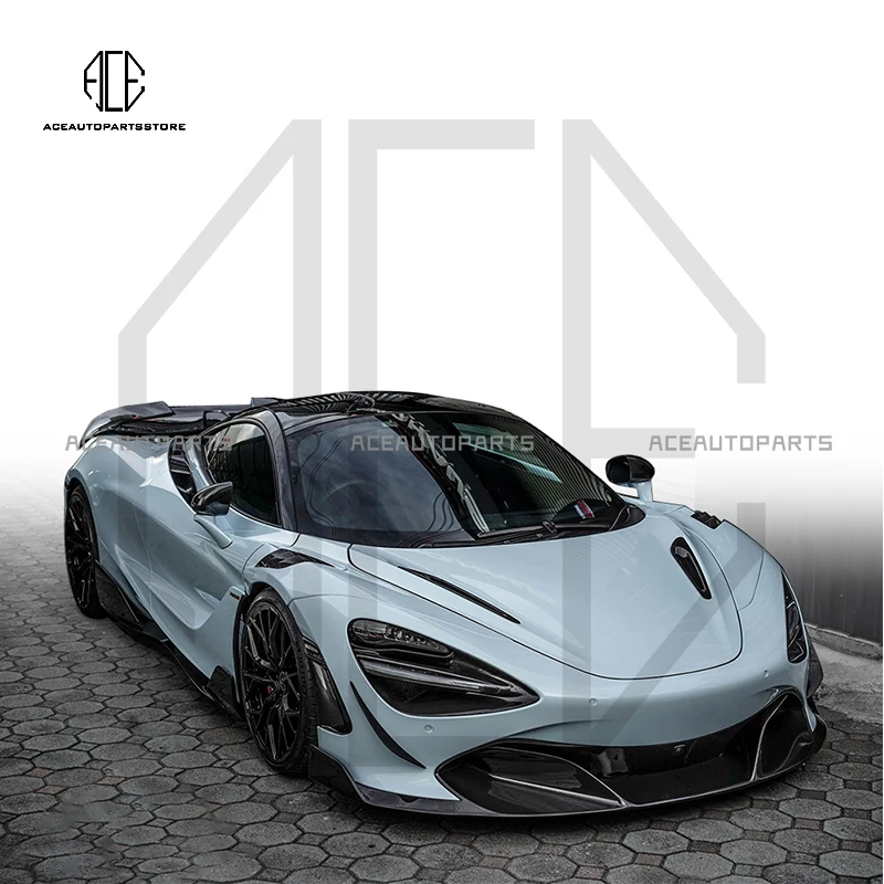 RYFT Style Dry Carbon Fiber Front Lip Rear Lip Side Skirts Fenders Spoilers Hood Body Kits Car Accessories For McLaren 720s