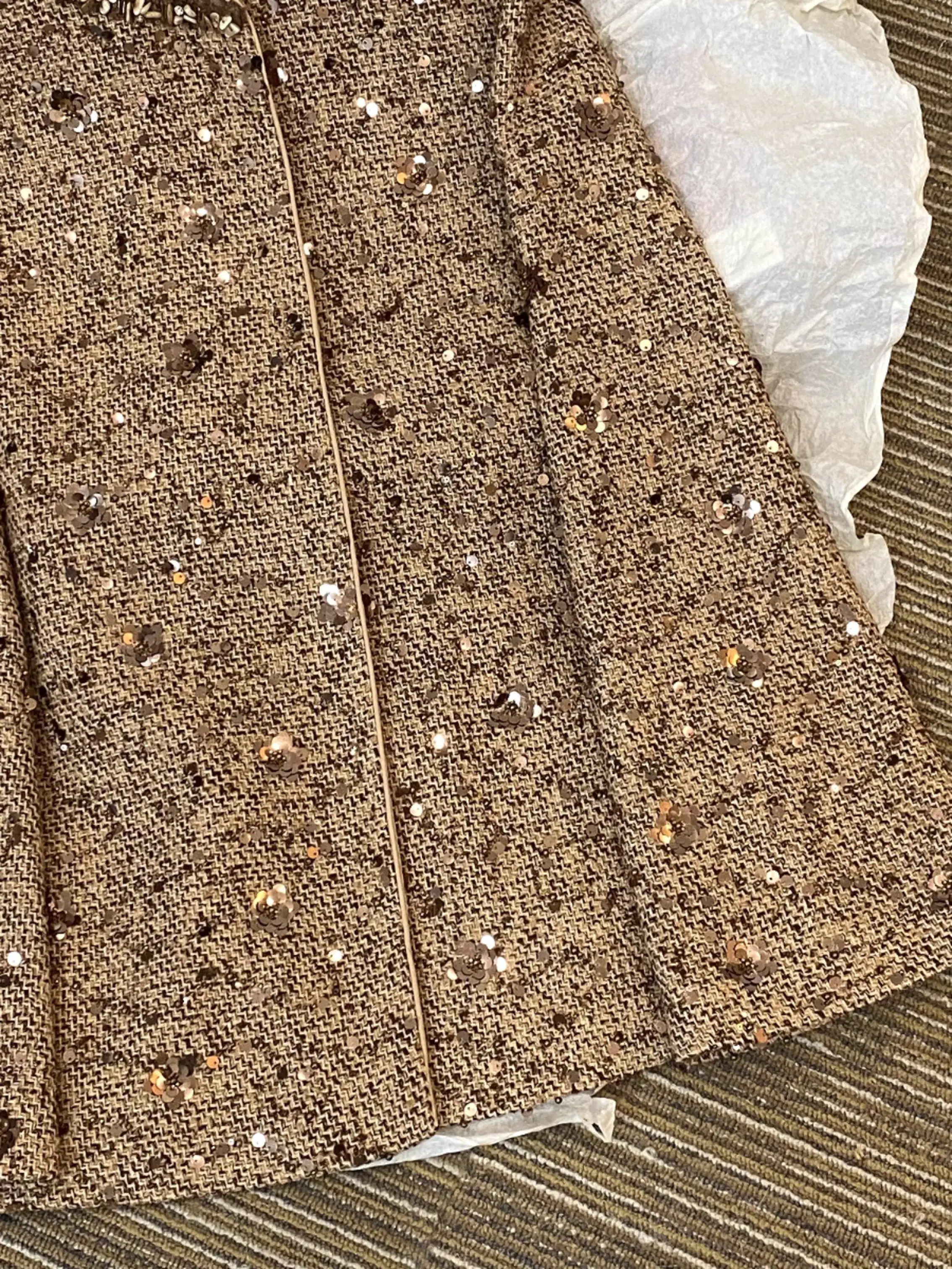 Tweed Woven Cloak Outwear For Women 2025 Luxury Beading Sequin Shawl Cape Coat O Neck Winter