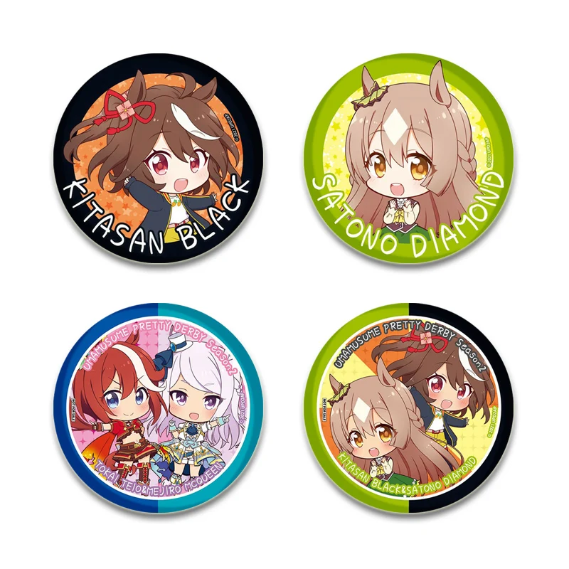 32/44/58mm Uma Musume HD Print Brooches Anime Badge Pretty Cartoon Figure Derby Round Display Pins Jewelry Gift Accessory