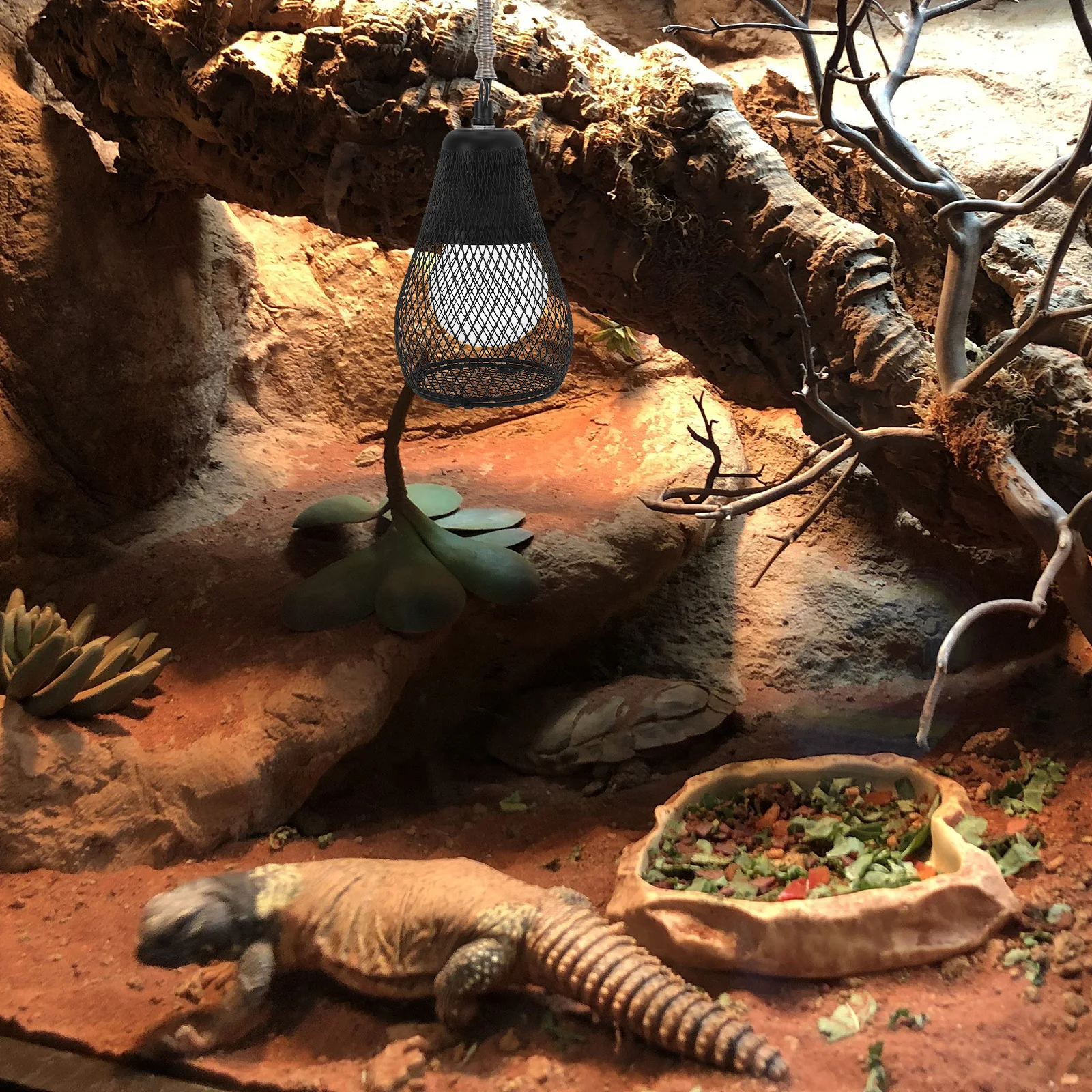 

Reptile Heat Lamp Guard E27 Metal Mesh Shade Anti Scald Protective Basket Dome Uk Plug Ideal for Terrarium Cage Reptile Box