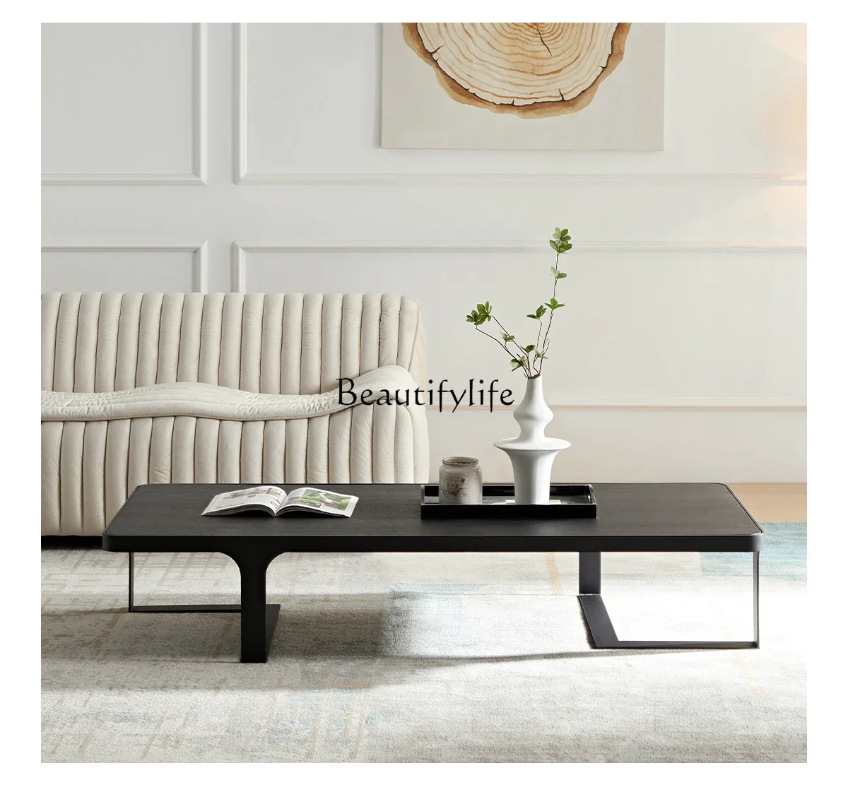 

yj5Italian Light Luxury Home Wooden Tea Table Modern Minimalist Artistic Living Room Tea Table