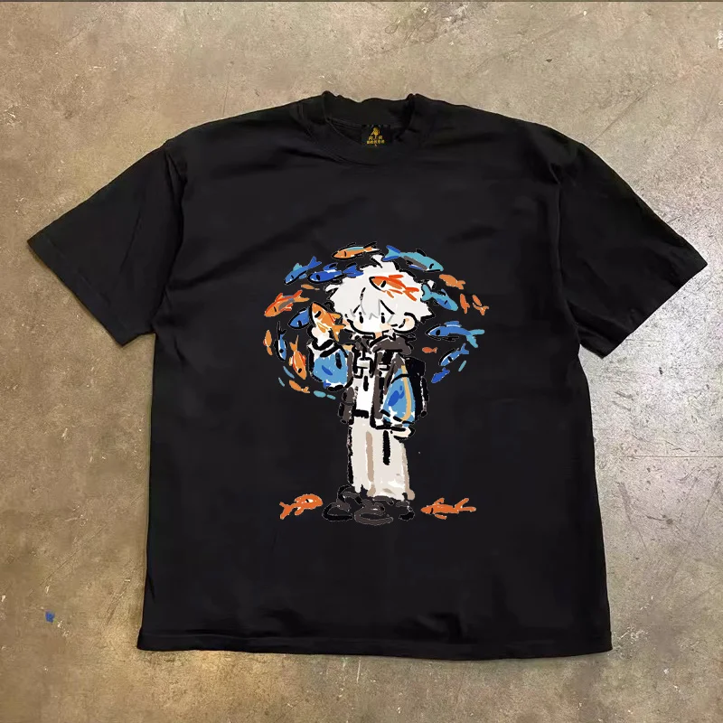 Loose Fit Cotton T-Shirt Unisex Short Sleeve Double Thread UPUPXIA Hero Print Sweat Absorbent round Neck Casual Summer Top