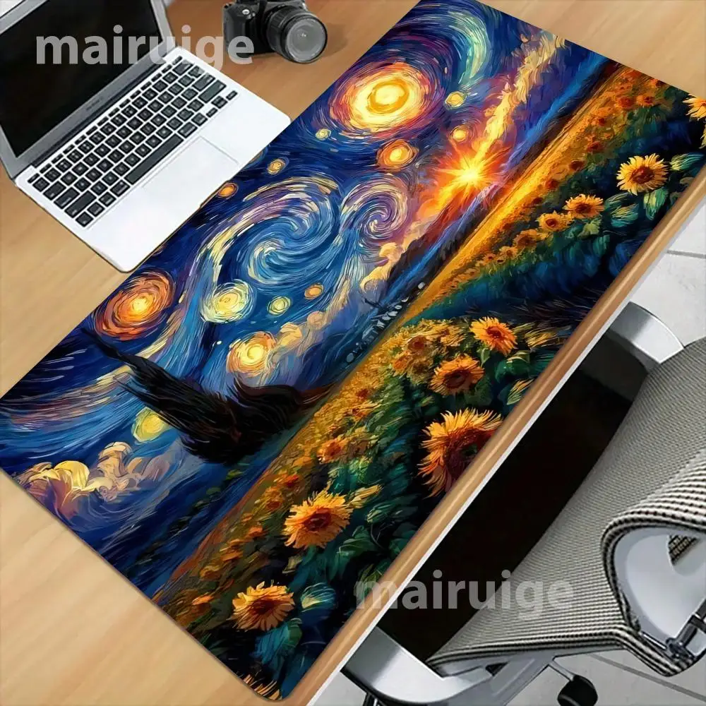 Starry Sky Art Series Mouse Pad Large Computer Office Game Table Mat XXL Rubber Anti-slip Stitched Keyboard Mats Long Desk Pads