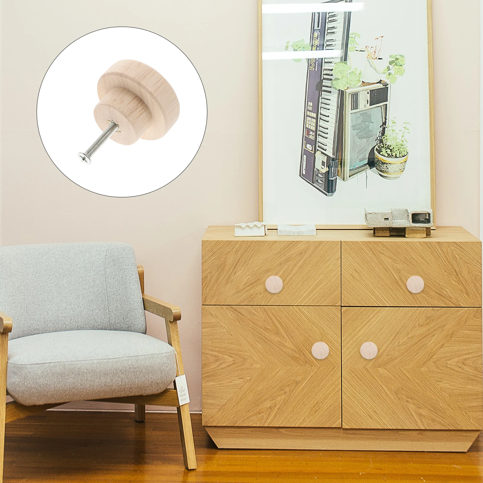 

8 Pcs Wooden Handle Round Pulls Handles Cabinet Door Knobs Kitchen Cabinets Drawer Tie Rod